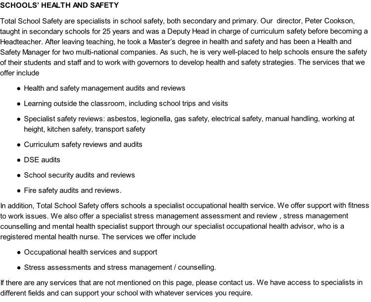 Schools Health and Safety